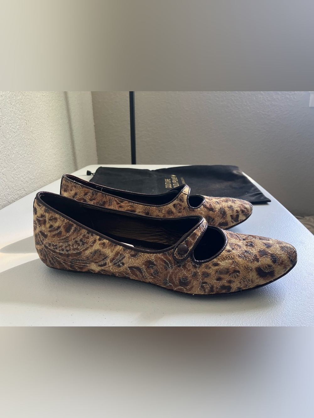 Donald Pliner Woven Leopard Print Mary Jane Flats - Picture 5 of 13